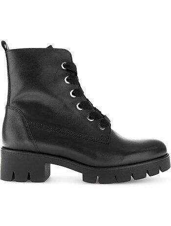 Bottines à lacets en cuir lisse