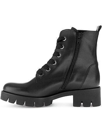 Bottines à lacets en cuir lisse