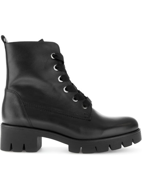 Bottines à lacets  en cuir lisse - Kiabi
