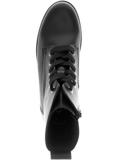 Bottines à lacets  en cuir lisse - Kiabi