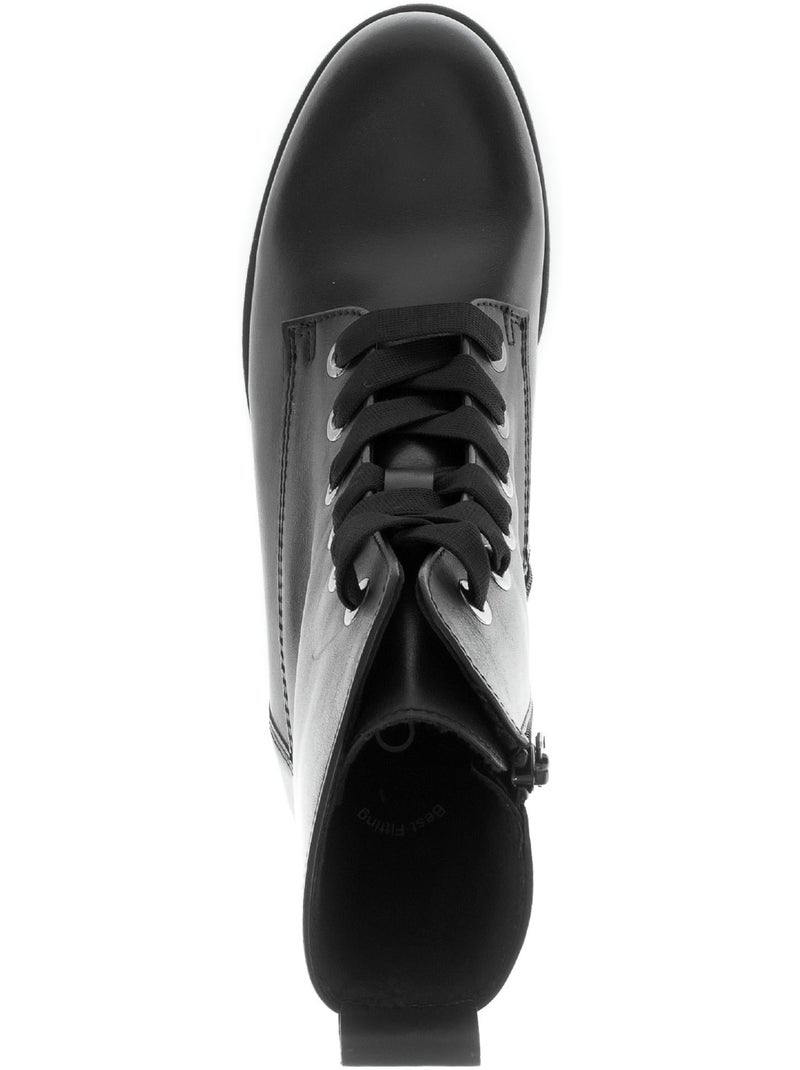 Bottines à lacets  en cuir lisse Noir Noir - Kiabi