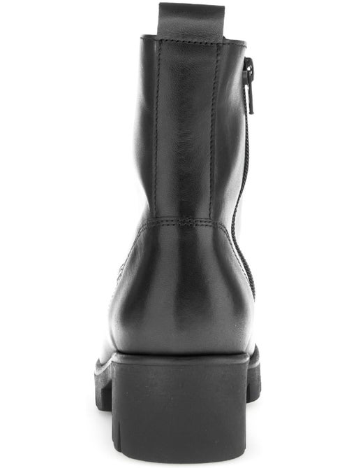 Bottines à lacets  en cuir lisse - Kiabi