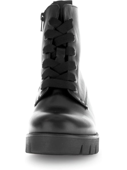 Bottines à lacets  en cuir lisse - Kiabi