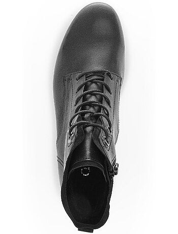 Bottines à lacets en cuir lisse