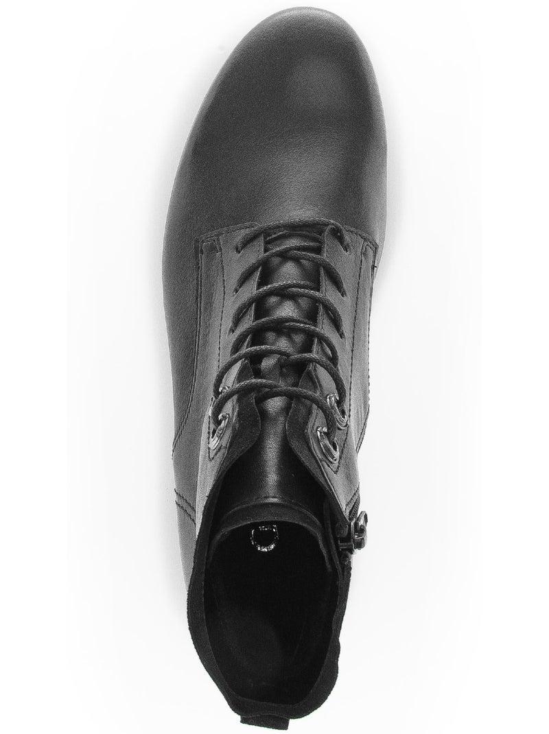 Bottines à lacets  en cuir lisse Noir Noir - Kiabi