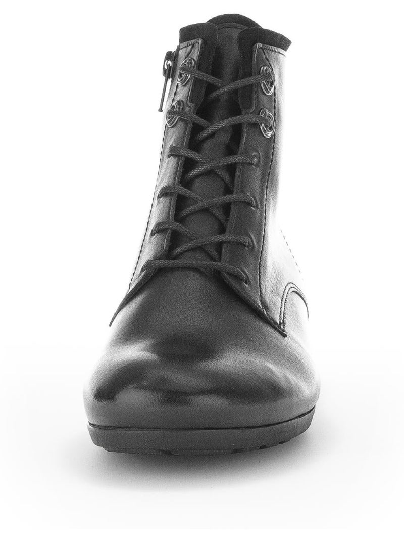 Bottines à lacets  en cuir lisse Noir Noir - Kiabi