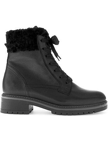 Bottines à lacets en cuir lisse