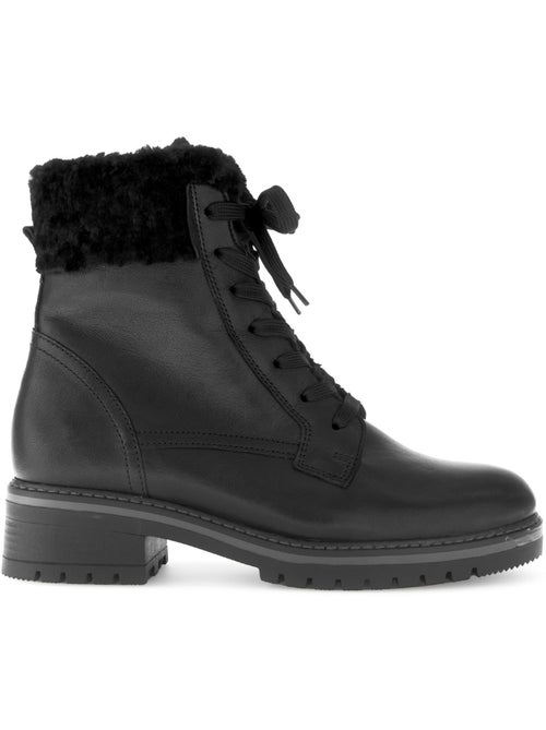 Bottines à lacets  en cuir lisse - Kiabi