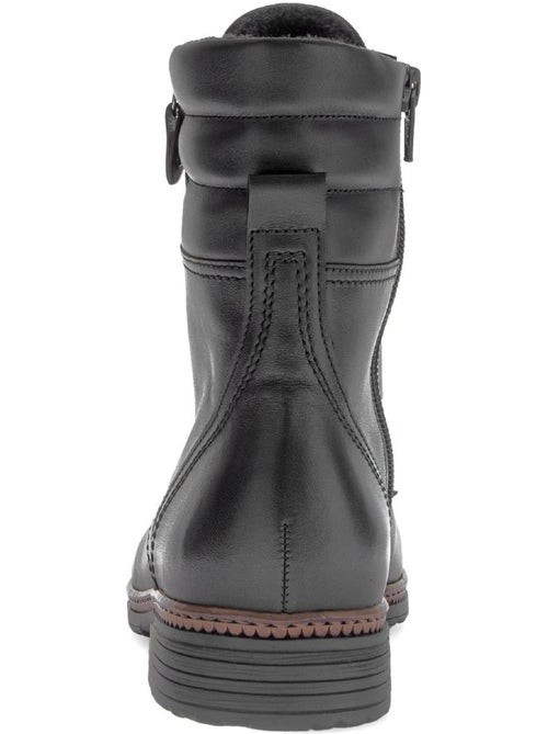 Bottines à lacets  en cuir lisse - Kiabi