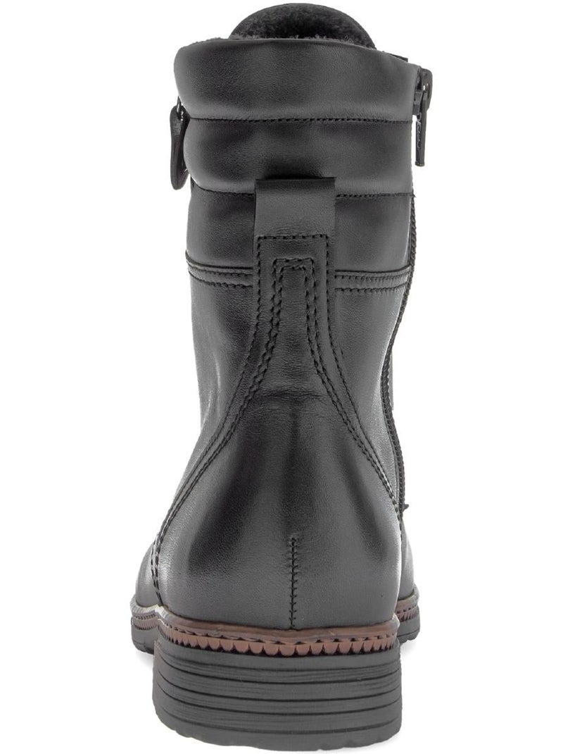 Bottines à lacets  en cuir lisse Noir Noir - Kiabi