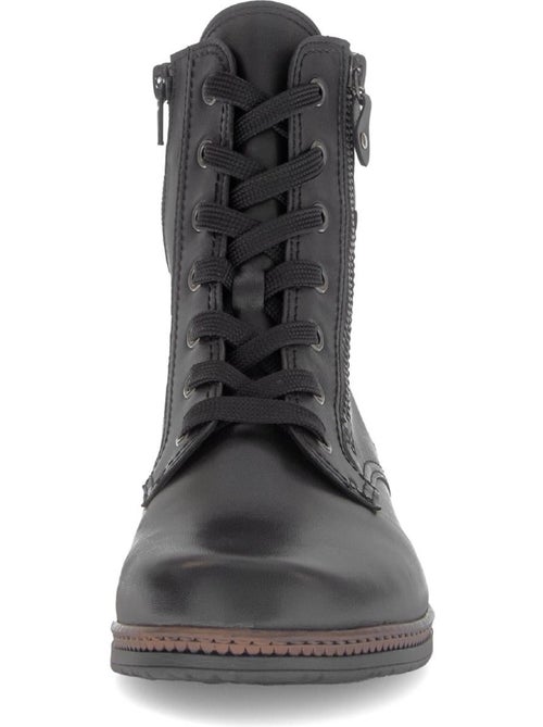 Bottines à lacets  en cuir lisse - Kiabi