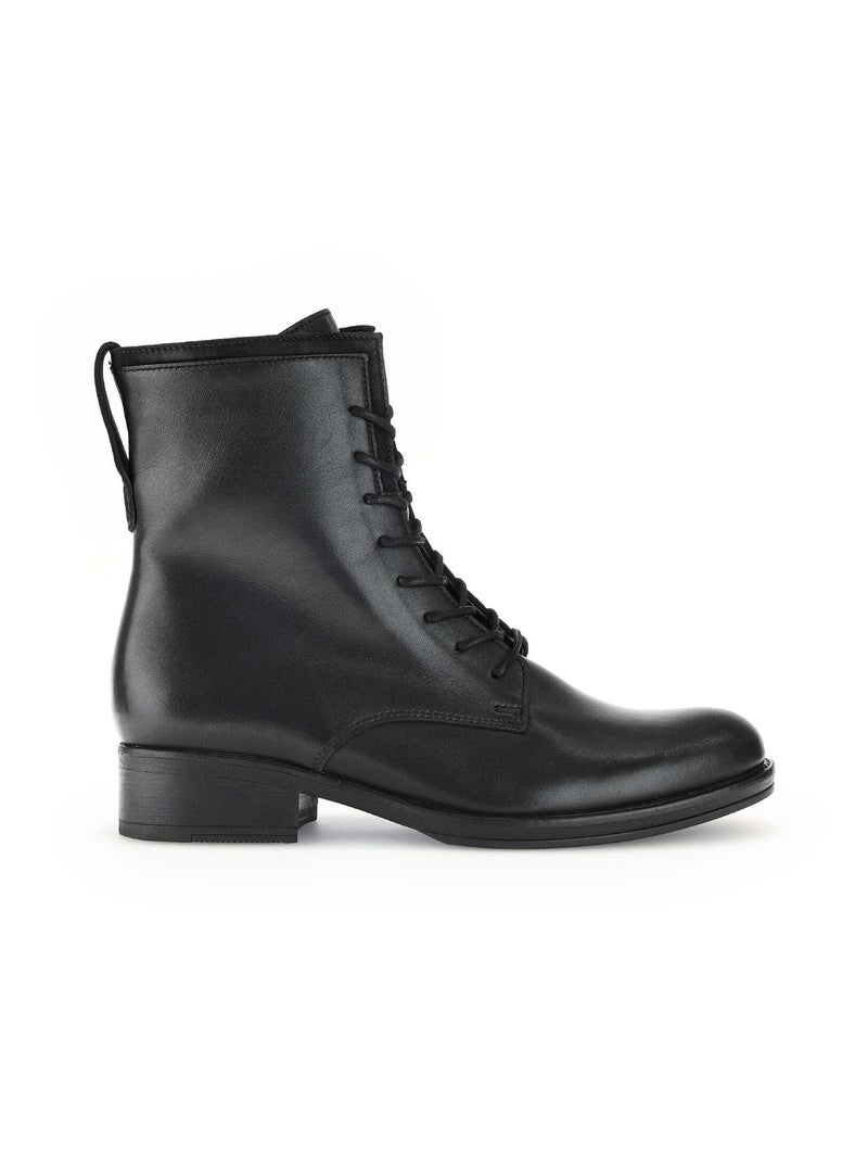Bottines à lacets  en cuir lisse  nubuk Noir Noir - Kiabi