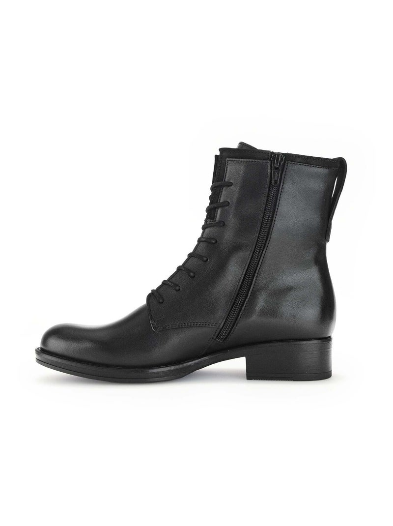 Bottines à lacets  en cuir lisse  nubuk Noir Noir - Kiabi