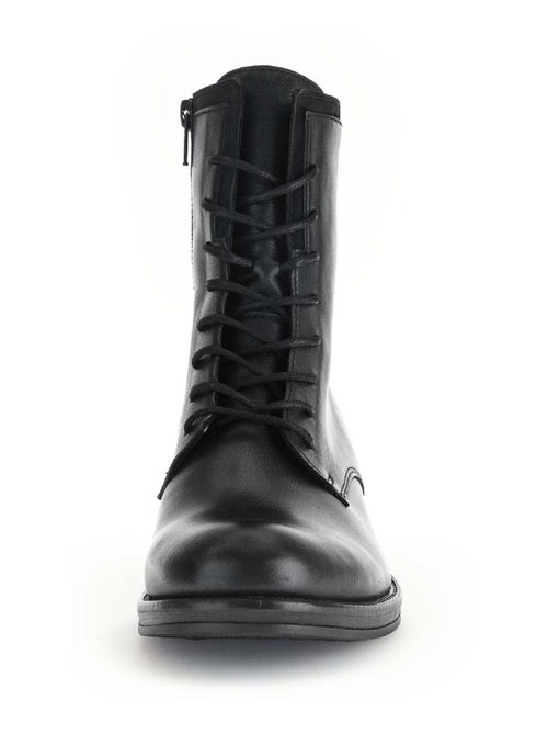 Bottines à lacets  en cuir lisse  nubuk - Kiabi