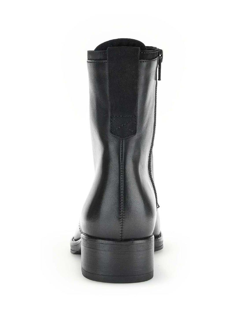 Bottines à lacets  en cuir lisse  nubuk Noir Noir - Kiabi
