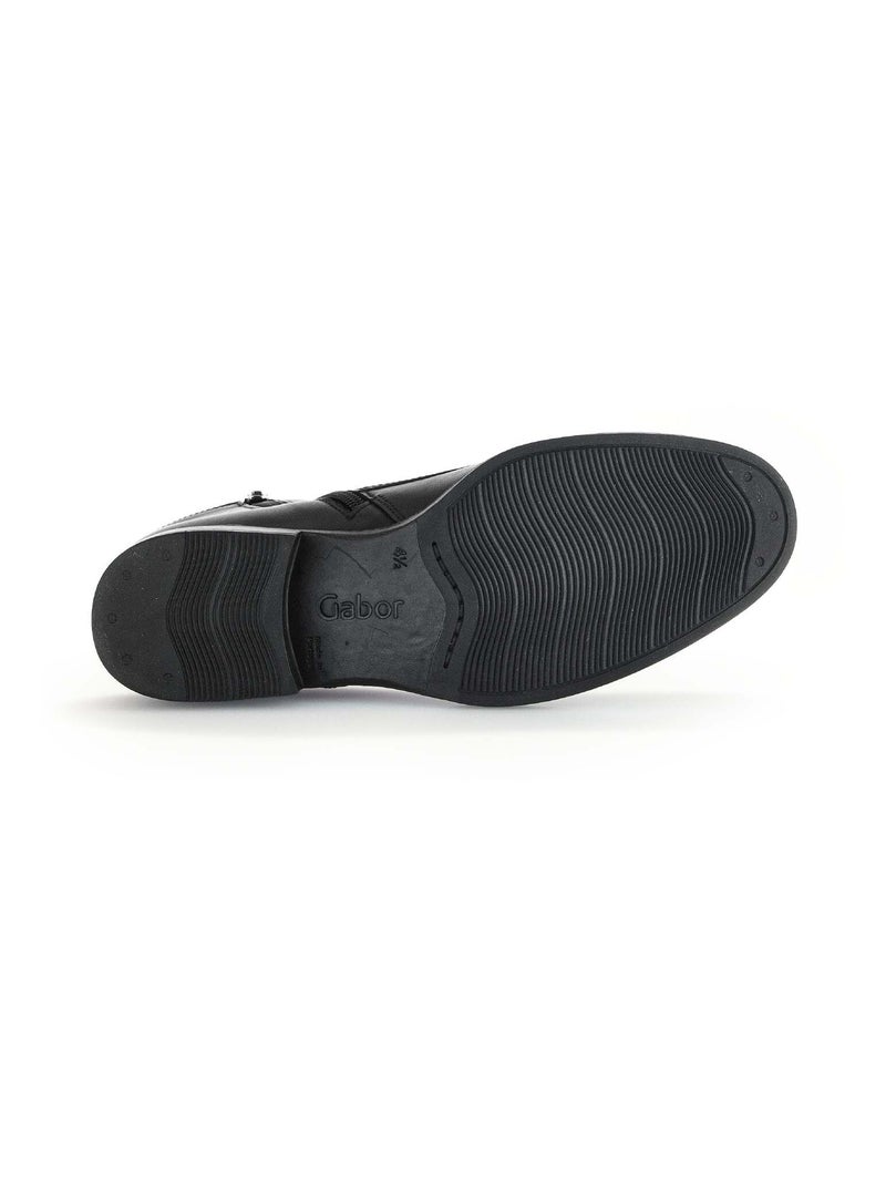 Bottines à lacets  en cuir lisse  nubuk Noir Noir - Kiabi