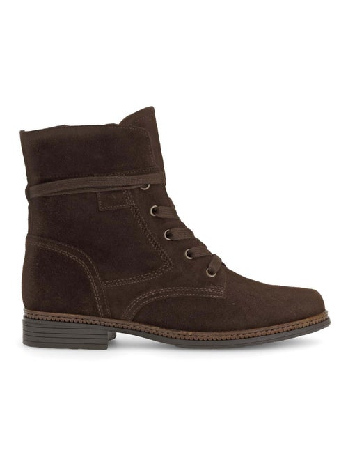 Bottines à lacets  en cuir - Kiabi