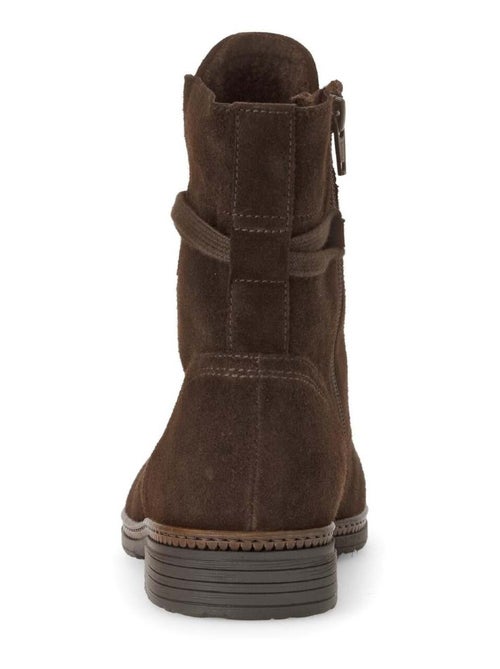 Bottines à lacets  en cuir - Kiabi