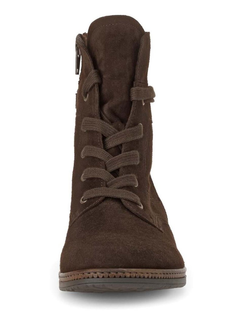 Bottines à lacets  en cuir Marron - Kiabi