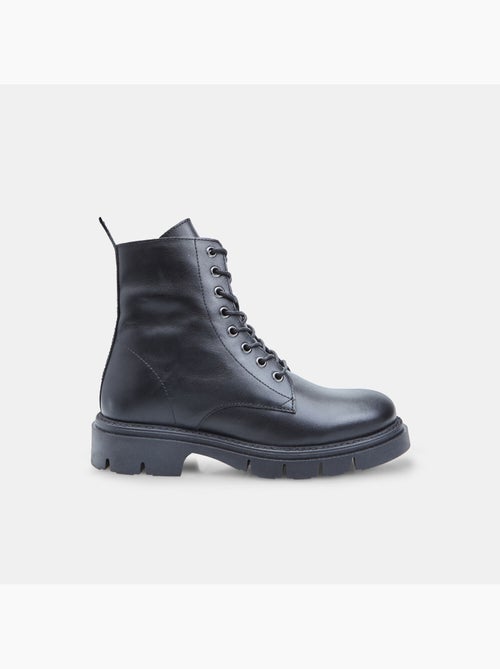 Bottines à lacets en cuir - Kiabi