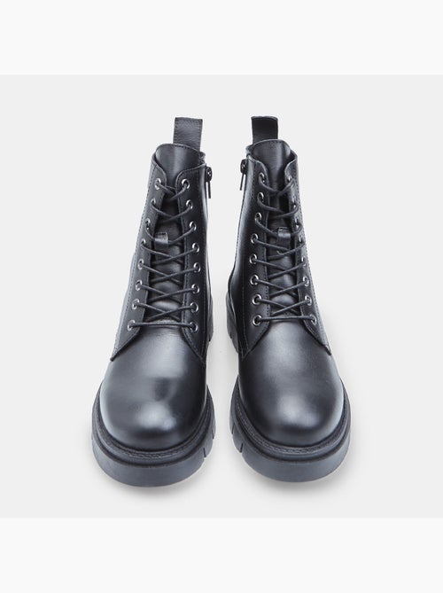 Bottines à lacets en cuir - Kiabi