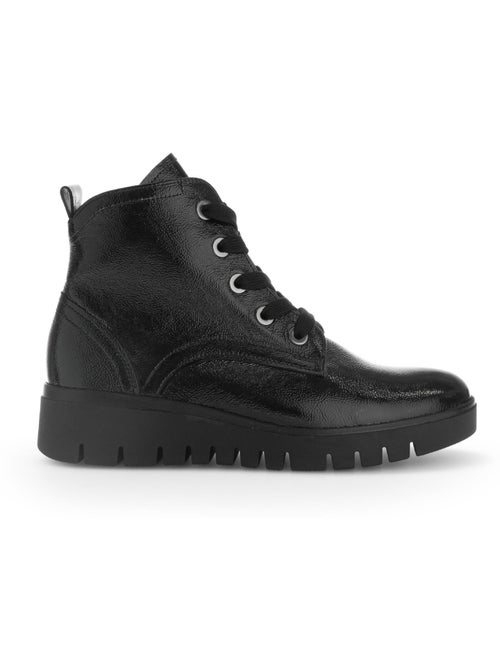 Bottines à lacets  en cuir vernis - Kiabi