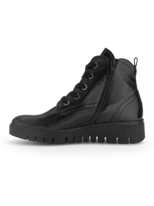 Bottines à lacets  en cuir vernis - Kiabi
