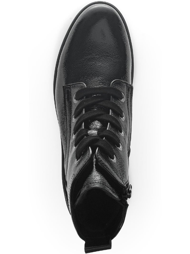 Bottines à lacets  en cuir vernis Noir - Kiabi