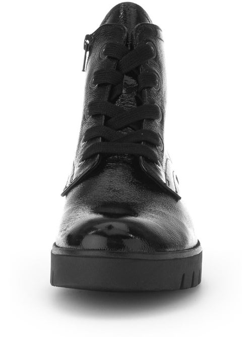 Bottines à lacets  en cuir vernis - Kiabi
