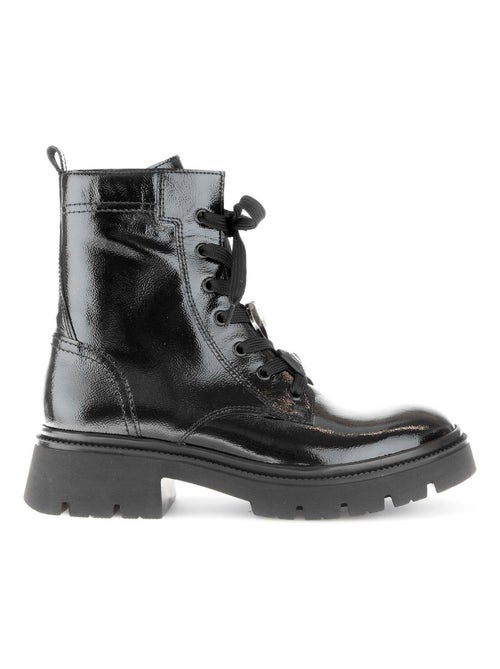 Bottines à lacets  en cuir vernis - Kiabi