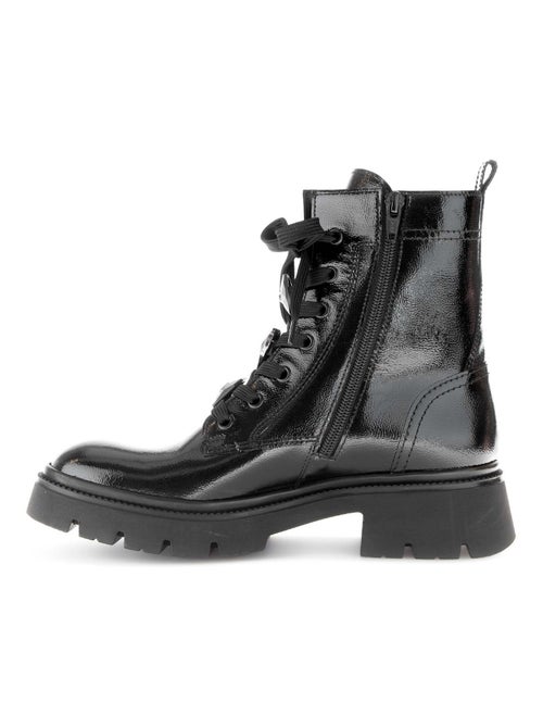 Bottines à lacets  en cuir vernis - Kiabi