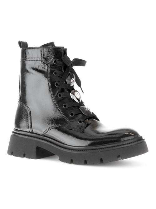 Bottines à lacets  en cuir vernis - Kiabi