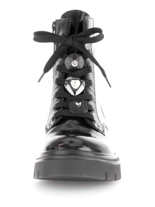 Bottines à lacets  en cuir vernis - Kiabi