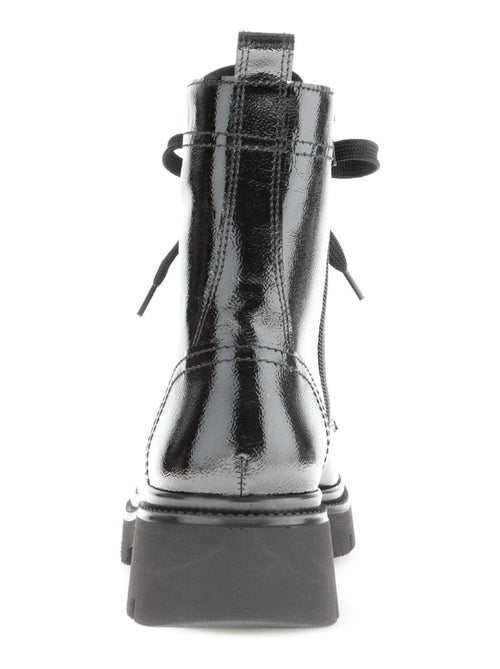 Bottines à lacets  en cuir vernis - Kiabi