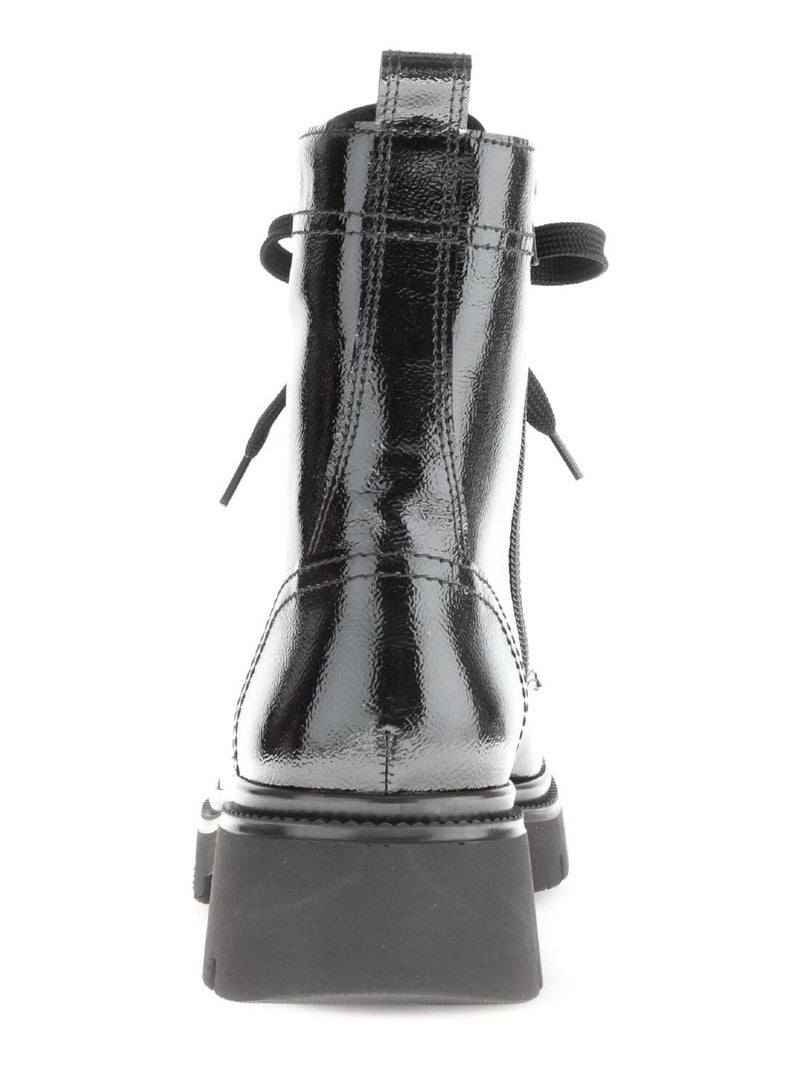 Bottines à lacets  en cuir vernis Noir Noir - Kiabi