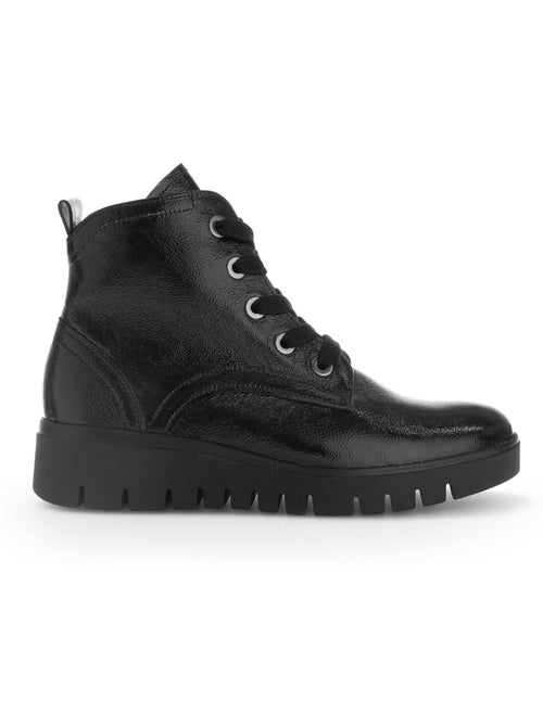 Bottines à lacets  en cuir vernis - Kiabi