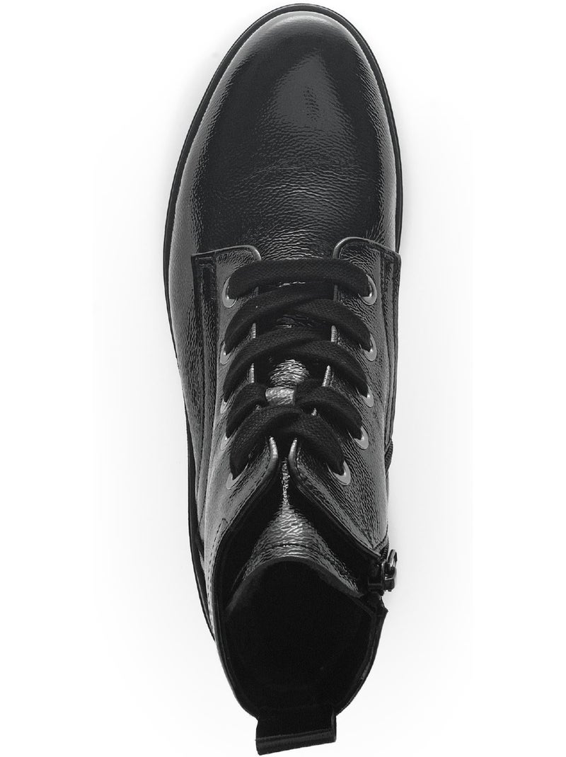Bottines à lacets  en cuir vernis Noir Noir - Kiabi