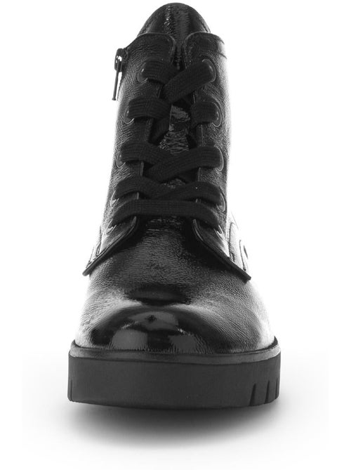 Bottines à lacets  en cuir vernis - Kiabi