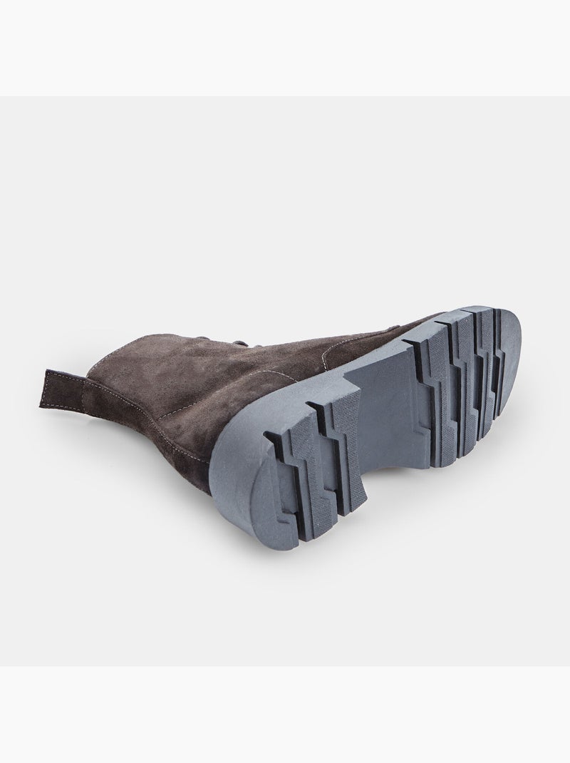 Bottines à lacets  en daim Marron - Kiabi