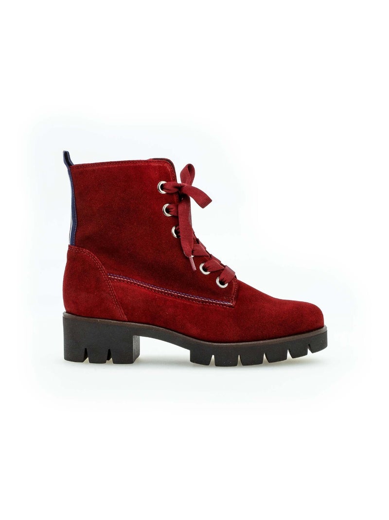 Bottines à lacets  en suède Gabor Rouge - Kiabi
