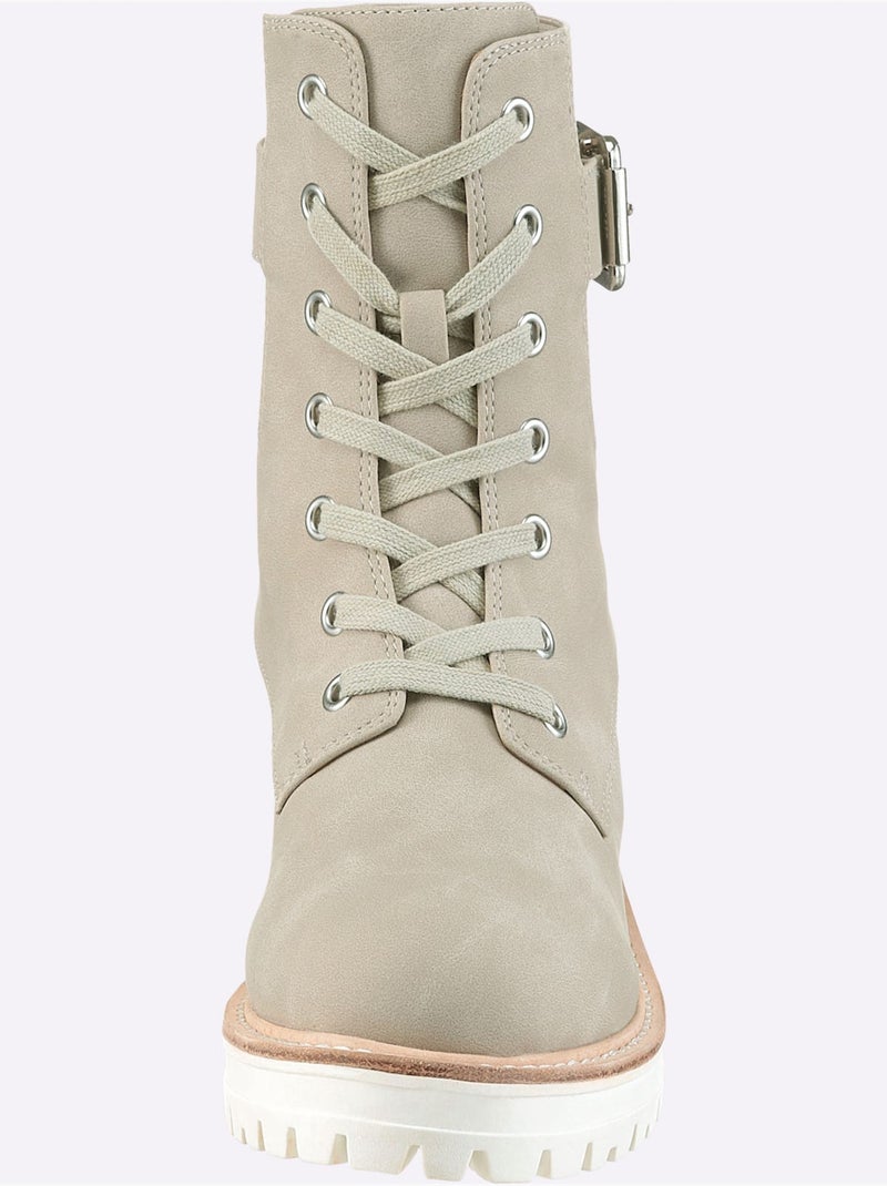 Bottines à Lacets Matière Synthétique - Taille Standard - Helline Gris - Kiabi