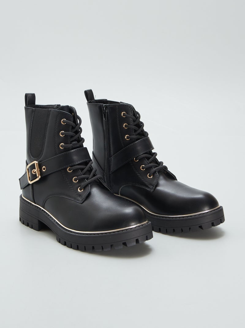 Bottines à lacets Noir - Kiabi