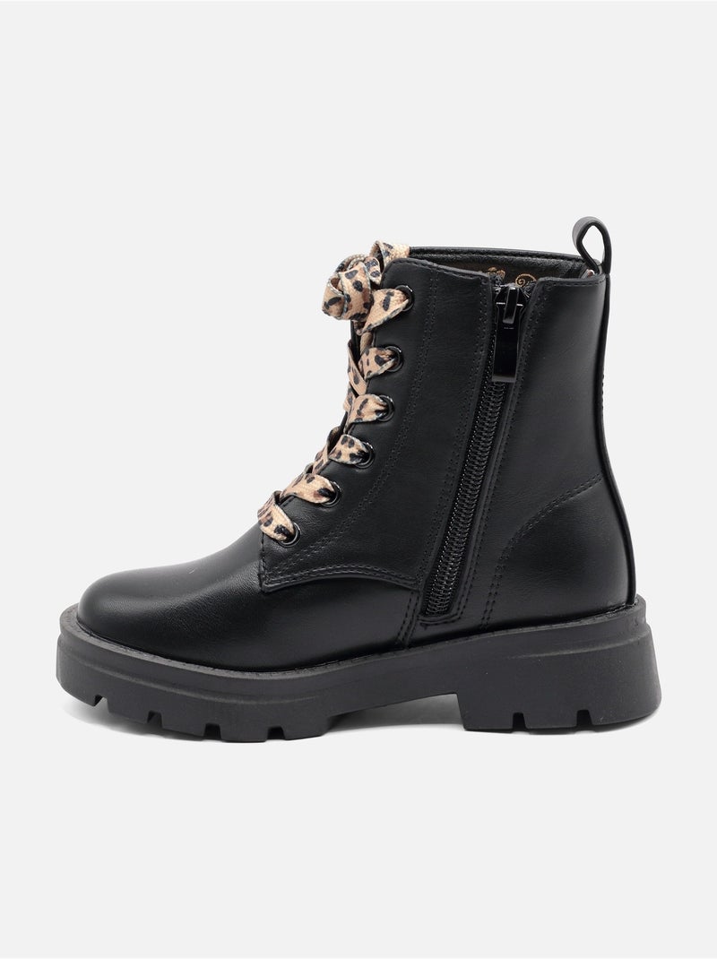 Bottines a lacets Noir mat - Kiabi