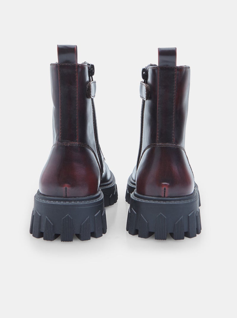 Bottines à lacets pour fille avec zip Bata Rouge - Kiabi