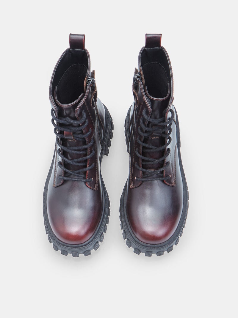Bottines à lacets pour fille avec zip Bata Rouge - Kiabi