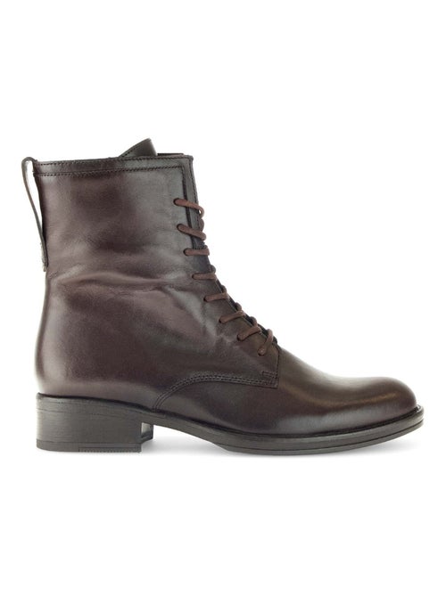 Bottines à lacets s en cuir lisse - Kiabi