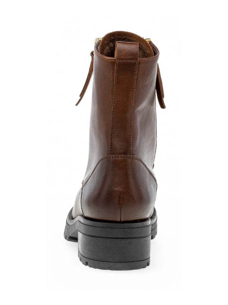 Bottines à lacets sattel en cuir lisse Gabor Marron - Kiabi