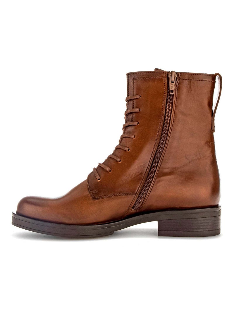 Bottines à lacets sattels en cuir lisse Gabor Marron - Kiabi