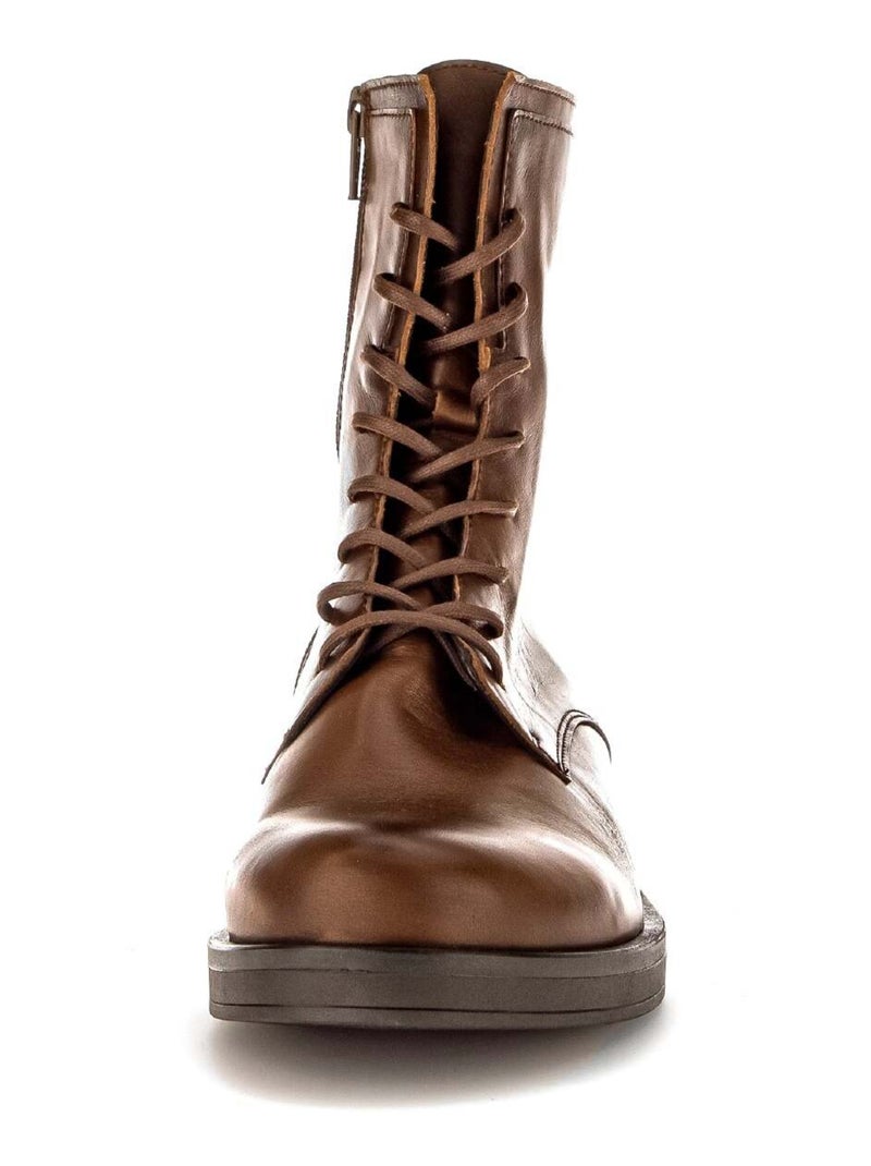 Bottines à lacets sattels en cuir lisse Gabor Marron - Kiabi
