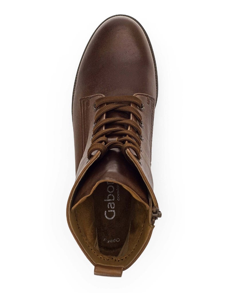 Bottines à lacets sattels en cuir lisse Gabor Marron - Kiabi